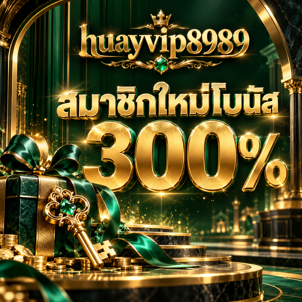 ภาพโปร huayvip8989 สมาชิกใหม่โบนัส 300% พร้อมกล่องของขวัญและกุญแจทอง