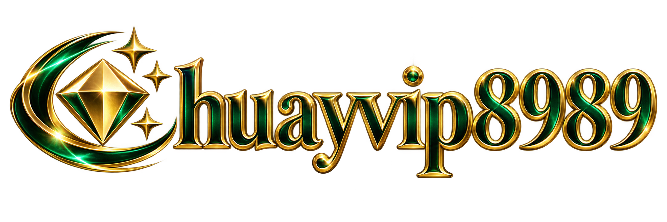 โลโก้ huayvip8989 ตัวอักษรทองและสัญลักษณ์เพชรกับดาวบนพื้นโปร่งใส